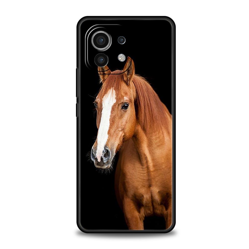 Animal Horse Phone Case For Xiaomi Mi 15 14 Pro 13 12 11 Lite 5G 10T 11T 12T 13T 14T Poco X6 X5 X4 X3 NFC F3 F4 GT Black Cover