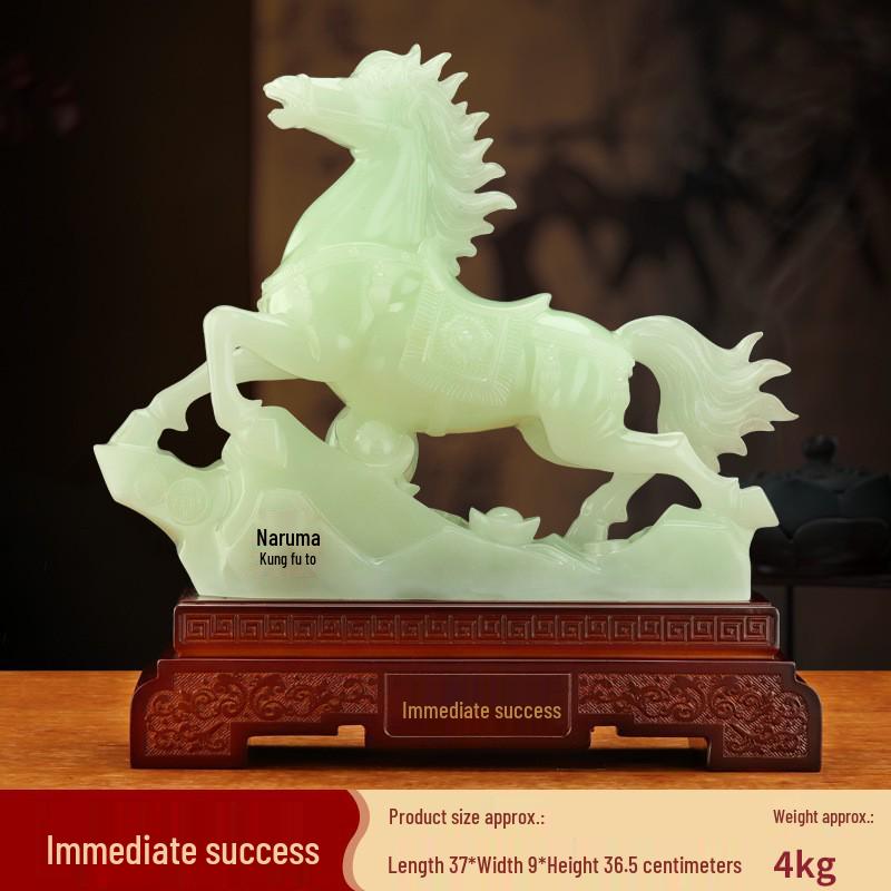 Jade Horse Figurine: Auspicious Zodiac Ornament for Wealth and Peace