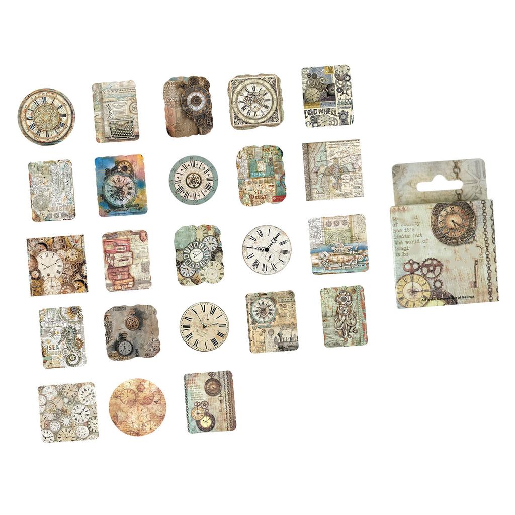 46pcs Diary Decorative Decal Self Adhesive Vintage Clock Pattern Diary Stickers for Handbooks Notebooks Albums Theory