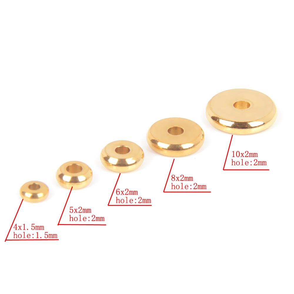 XHN 50PCS 304 Stainless Steel Flat Round Beads 4 5 6 8 10 mm Disc Loose Spacer Beads For Jewelry Making DIY Bracelet