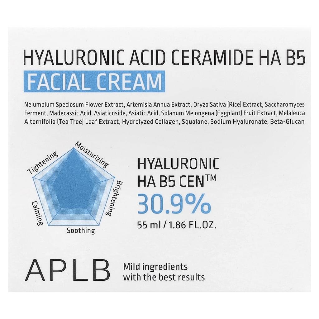 APLB Hyaluronic Acid Ceramide HA B5 Facial Cream, 55ml (1.86 fl oz)