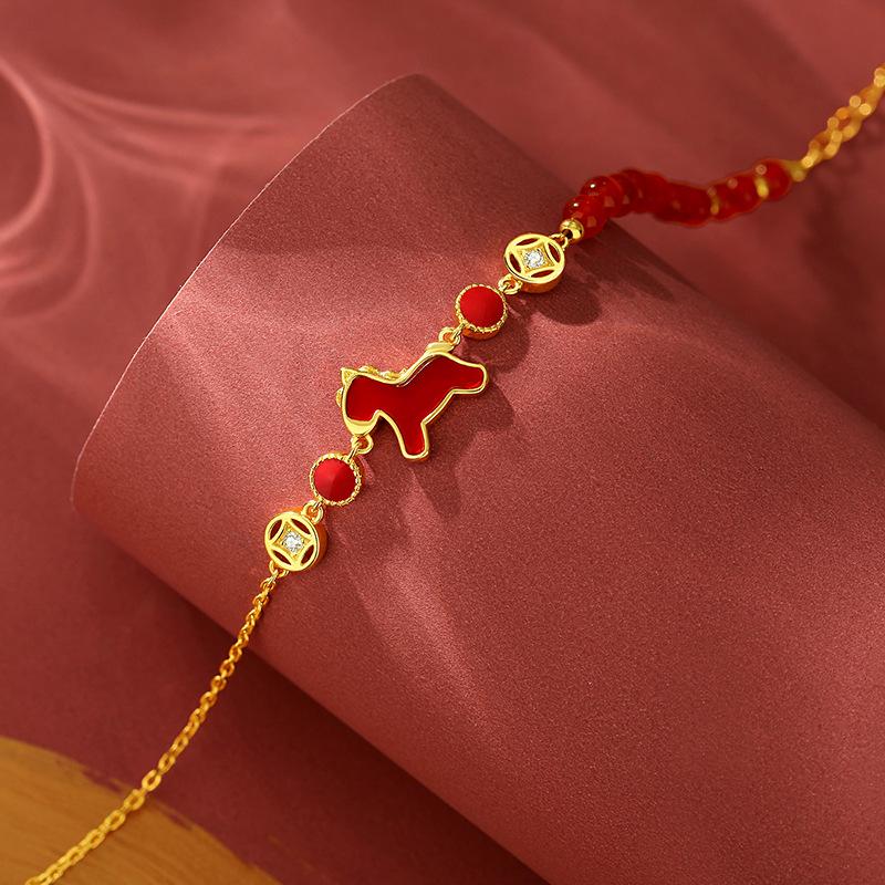 Ticiya Original Red Agate Zodiac Horse Bracelet, Women s S925 Sterling Silver. 925 Silver