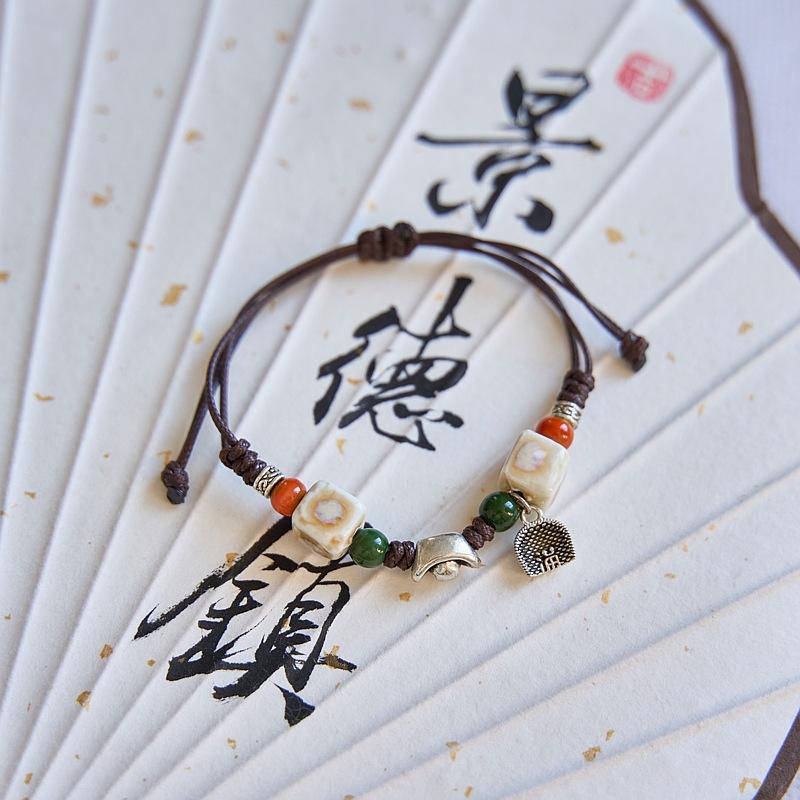 

New Chinese hand rope literary and artistic Mori Jingdezhen ceramic bracelet ethnic style and national style female student bracelet gift