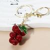 Luxury Rhinestone Grape Keychain, Fashion Car Key Ring Pendant, Cute Bling Key Accessory for Women Girls Gift