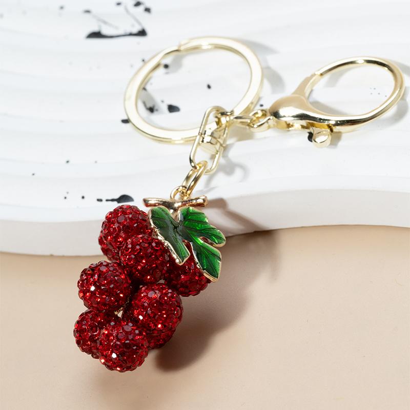 Luxury Rhinestone Grape Keychain, Fashion Car Key Ring Pendant, Cute Bling Key Accessory for Women Girls Gift