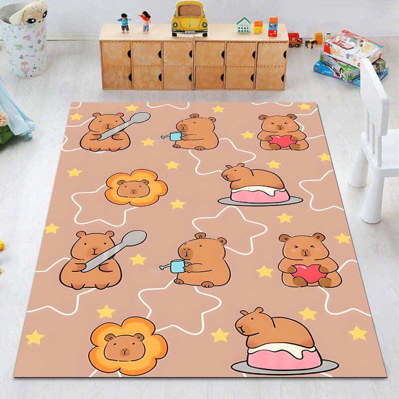 New Cute Capybara Cartoon Print Rug Carpets for Bedroom Living Room Sofa Mat Door Mat Dressing Room Rugs for Gifts