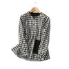 Brick Cabinet! Artistic Style Loose Cotton Linen Plaid Blouse Women's Long-Sleeved Pocket Patchwork Chinese Button Knots Pullover Shirt