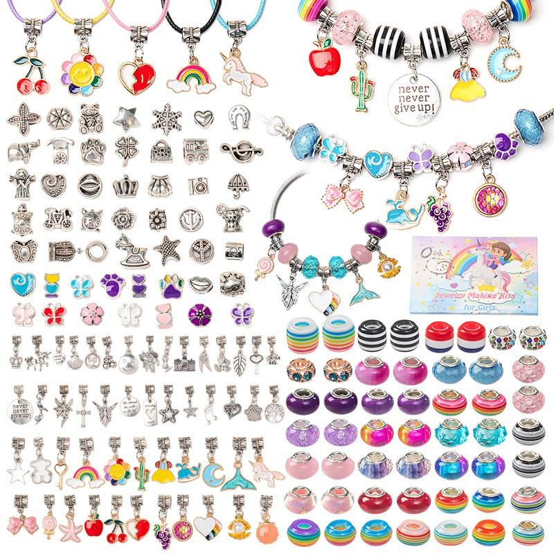 DIY Kids Crystal Bead Bracelet Kit With Small Box 1.5cm Height 66-162pcs Sweet Fruit Flower Design
