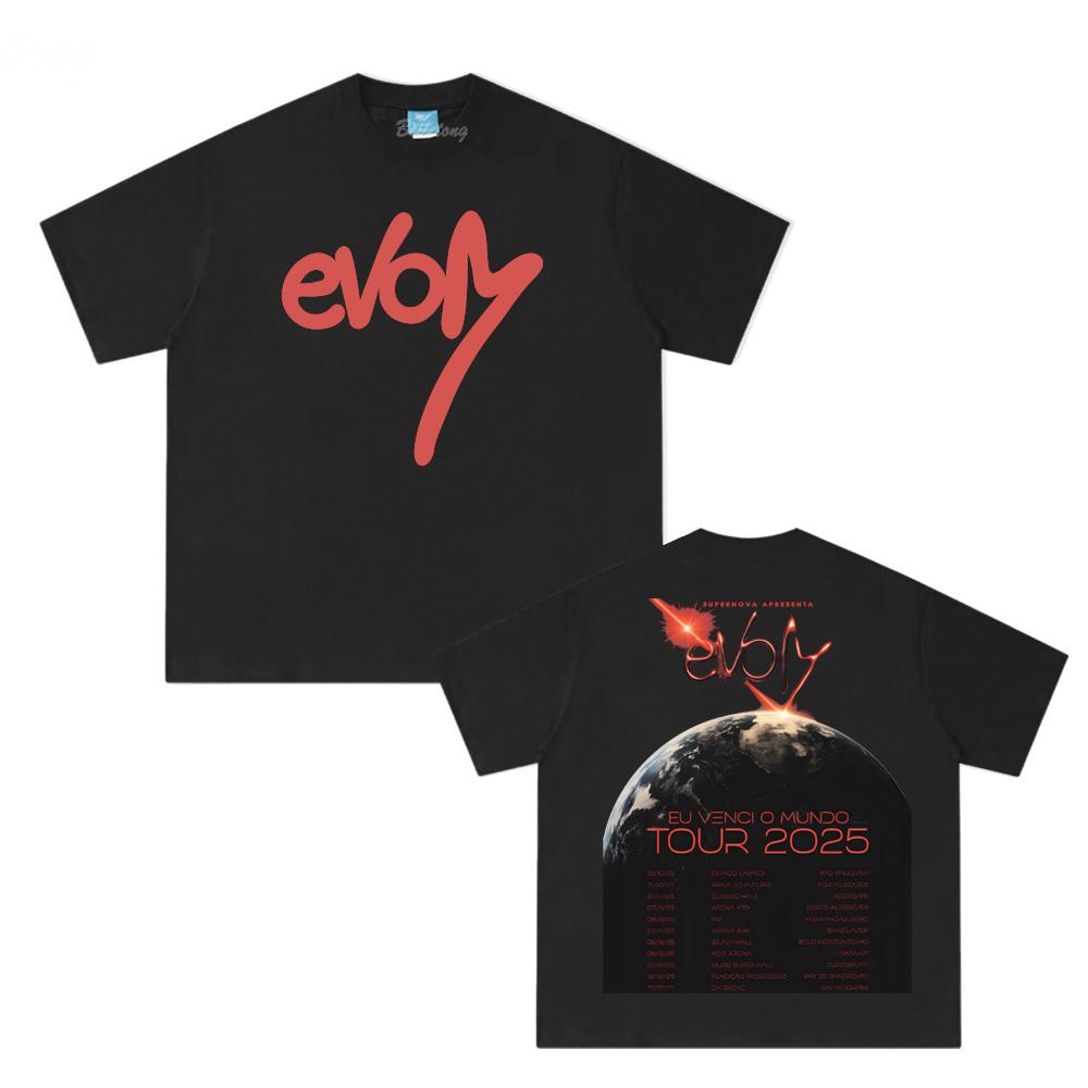 

Veigh-Eu Venci O Mundo Tour 2025NEW TEE Summer High Quality Female/Male Graphic Printing T-shirt Round Neck Tops XL чёрный