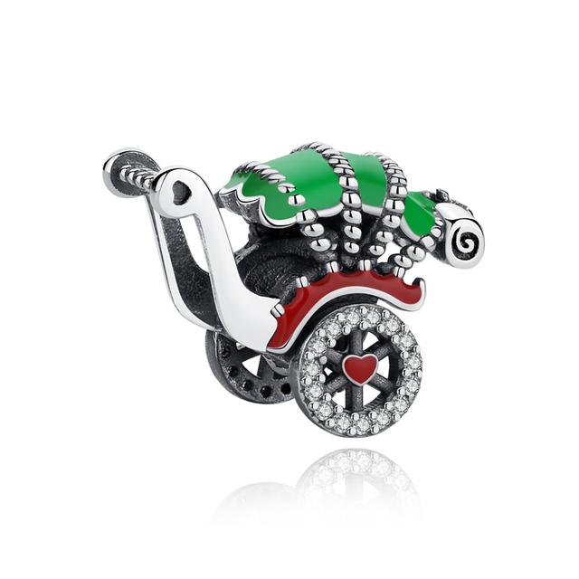 Original 925 Sterling Silver Charm Bead Travel London Bus Motorcycle Suitcase Charms Fit Fashion Bracelets Women Diy Jewelry