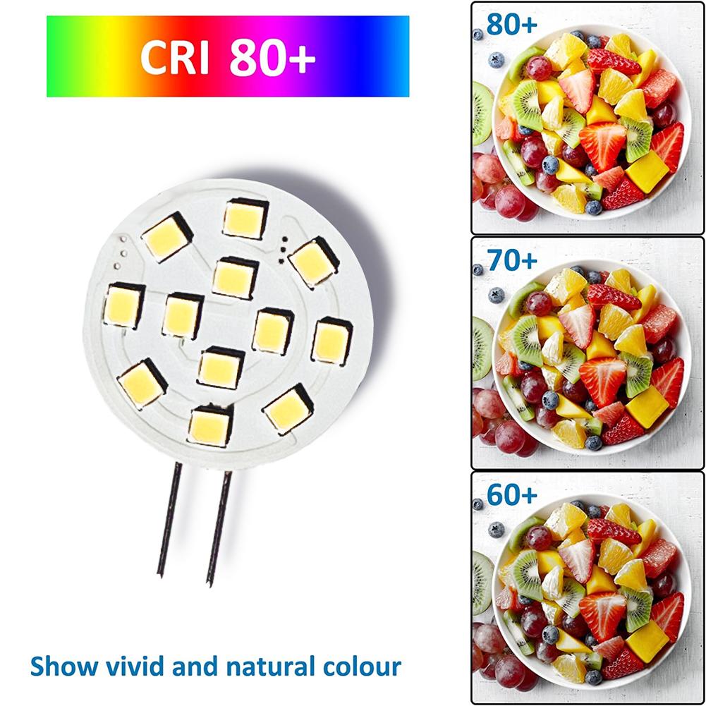 10 Pack G4 LED Bulbs AC/DC 12V 2W SMD2835 Super Bright for Recessed Puck Light Cabinet RV Interior Lighting