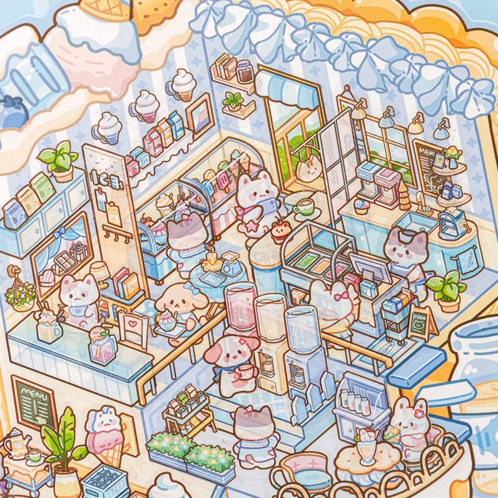 DIY Miniature Scene Stickers Cartoon Miniature Scene Collection New Notebook Sticker  Children Gift