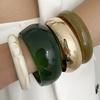 Ingemark Trendy Vintage Green Resin Thick Chunky Bangles for Women 2025 New Exquisite Stacking Up Bracelet Daily Party Jewelry
