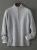 Men's Soft Half-Zip Pure Wool Sweater - Thick, Loose, Stylish Pullover for All Ages