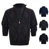 Autumn and Winter New Jersey Men's Casual Sports Coat Solid Color Stand Collar Sweater Fleece and Thickened Warm Zipper Knit Cardigan