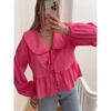 Lace Up Doll Collar Lace Up Shirt Top Lace Up Peter Pan Collar Lace Shirt Tops
