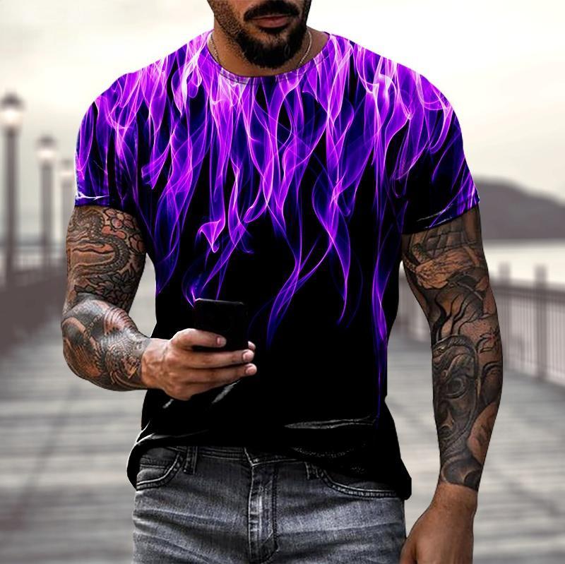 Vară Casual Hip Hop Streetwear Nou 3D Flame Tricou bărbați