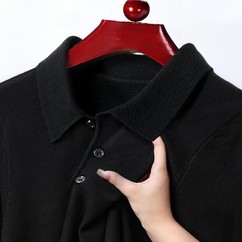 Men's Winter Thick Knit Polo Collar Sweater for Middle-Aged & Elderly