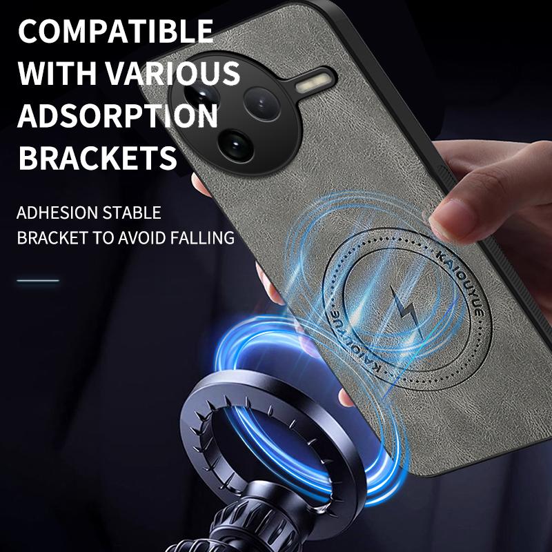 Custodia Magnetica Ricarica Wireless con Texture Pelle di Lusso per Xiaomi Poco F7 Pro Ultra PocoF7Ultra 5G Cover Telefono Antiurto