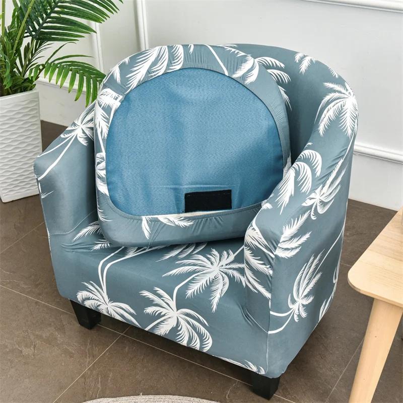 Tropical Plants Tub Sofa Covers Split Style Stretch Spandex Club Armchair Cover Couch Slipcovers With Seat Cushion Cover Summer