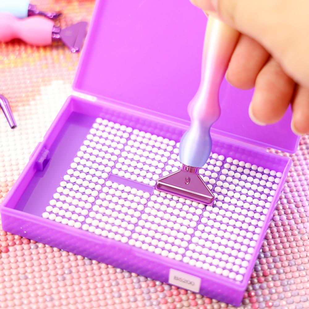 3 Stück 3D-Druck Diamantmalerei Punktbohrer Stift Werkzeugset mit 12 Stück Roségold Metallstiftspitzen & 6 Stück Klebeknete für Diamantkunst