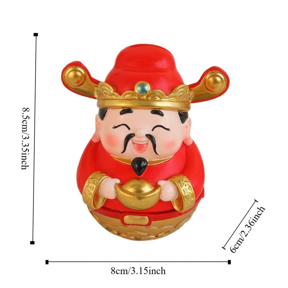 Creative Cute God of Wealth Ornament Cartoon Resin New Year Tumbler Funny Blessing Fortune Desktop Decoration Spring Festival