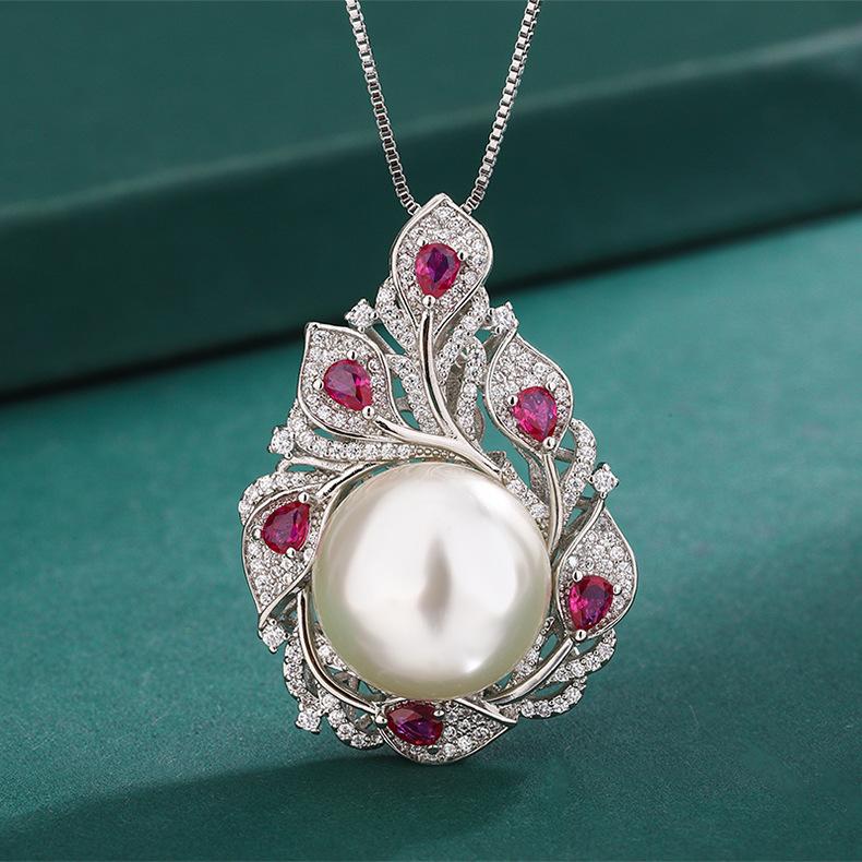 Jewelry Live Broadcast Imitation Pearl Necklace New Tahitian Mother Of Inlaid Gemstone Pendant Women's