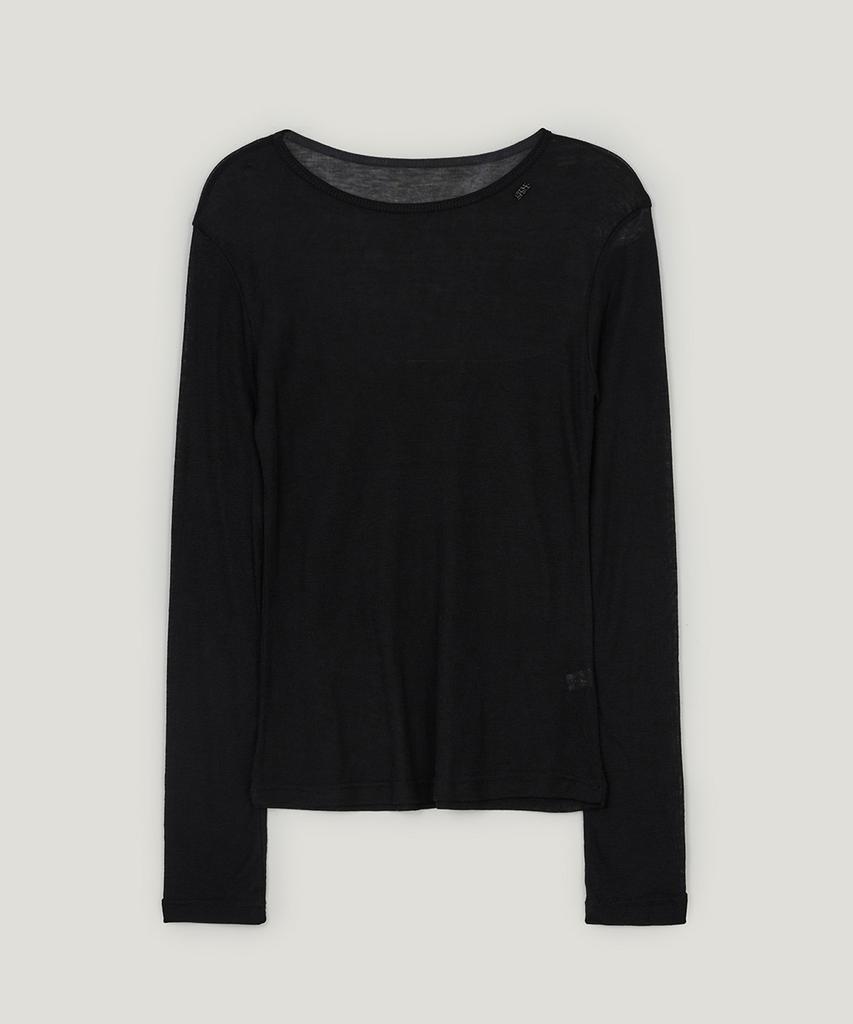 GROWHIDE Kio Round Tencel Long Sleeve T-Shirt_Black