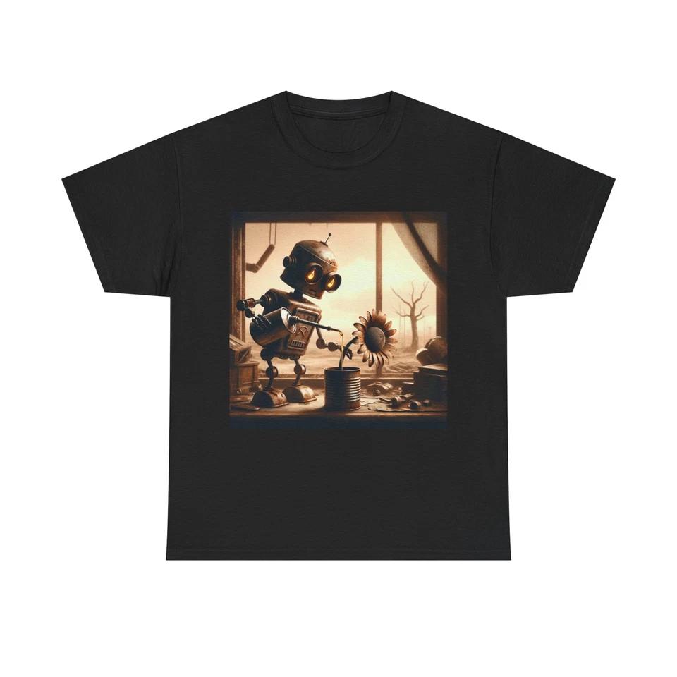 Unisex Adult T Shirt Sad Robot Watering Dead Flower Pot 3XL