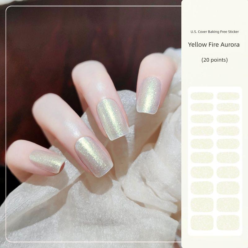 

Meizai Baking-Free Nail Sticker Aurora Thin and Glittering Gel Feeling No Need Heating Lamp Waterproof and Durable Lightweight Nail Stickers