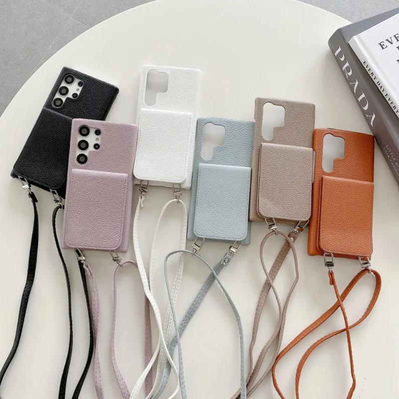 Crossbody Leather Phone Case for Samsung Galaxy S23 S21 FE S24 Ultra S22 Plus A54 A34 A14 A24 A35 A55 A15 A25 M54 Wallet Cover