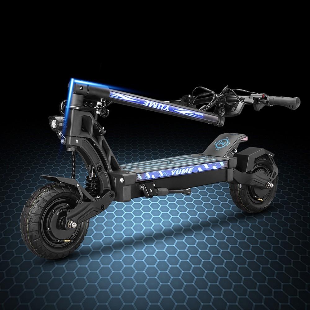 YUME HAWK Electric Scooter 10x3.15" Tubeless All-terrain Tire 1200W*2 Motor 60V 22.5Ah Battery 43mph Max Speed 43miles Max Range