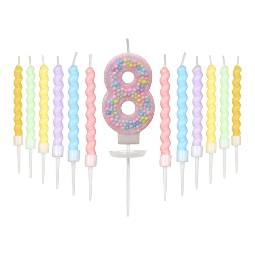 Macaron Colored Ball Threaded Candle Set Birthday Candle Decoration