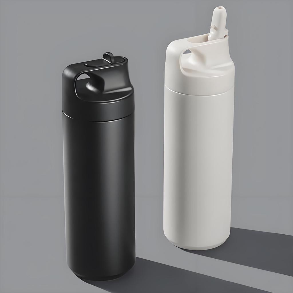 IOLOYU 500ml Stainless Steel Water Bottle, Heat-Resistant, Stylish Thermos, Insulated, Easy-to-Wash, with Handle, Stylish, Lightweight,