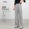 Luomeng Women's High-Waist Drapey Straight-Leg Casual Pants