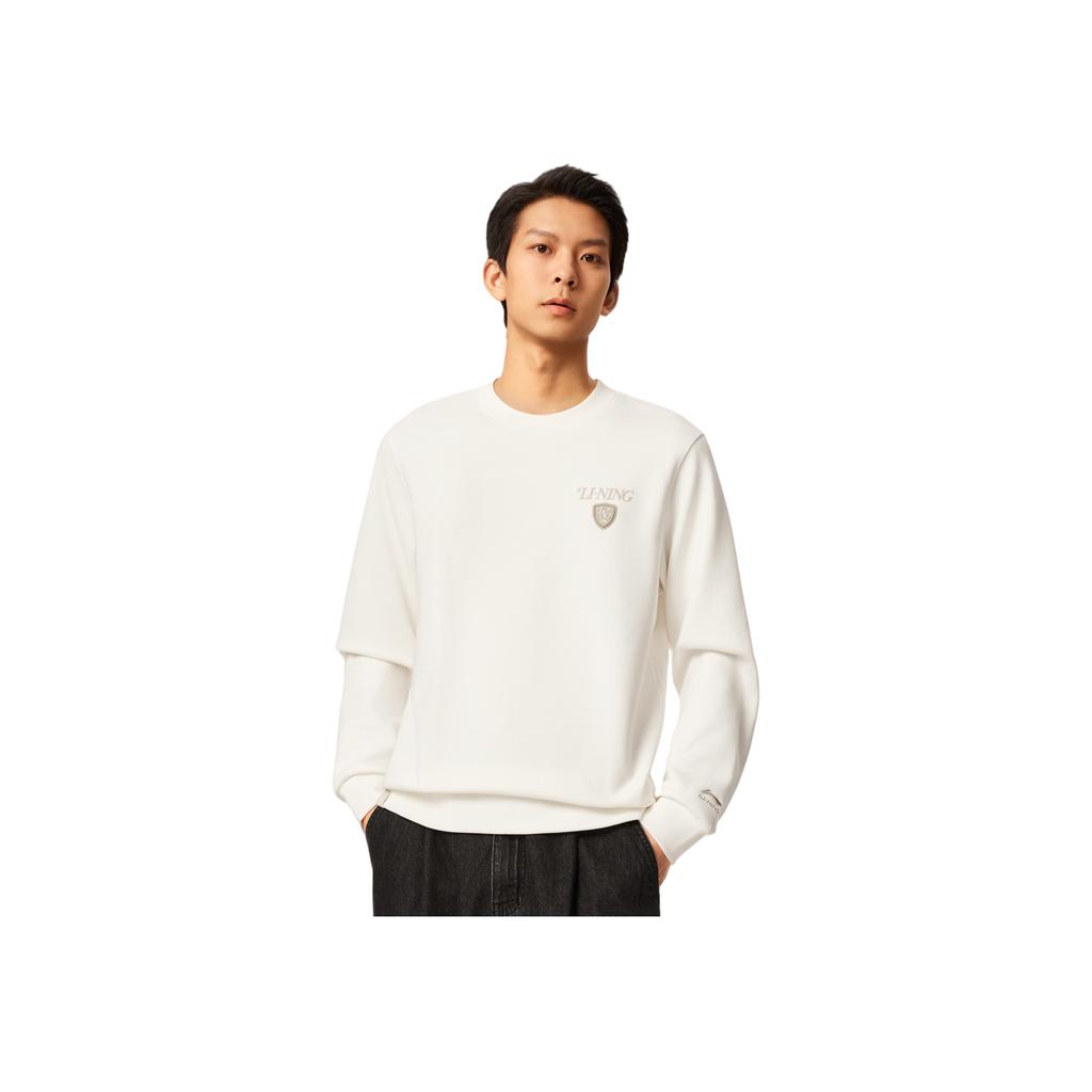 Li Ning Fleece Lined Warm Round Neck Long Sleeve Embroidered Sports Fashion Versatile Casual Sweatshirt Men tops AWDVA45-6
