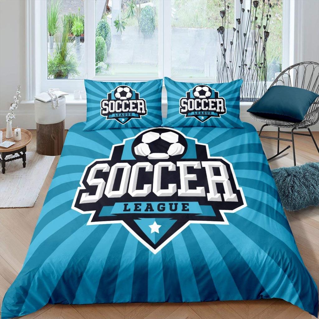 Fotbal Soft Duvet Cover Set Socer Bal Patern Sports Theme Beding Set Microfiber Colorful Grunge Style Double King Comfortable Quilt Cover