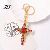 Zinc Alloy Keychain Retro Rhinestone Rose Keychain, Golden Plated Key Ring for Purse Charm Men Women, Pendant Handbags Backpacks Decoration