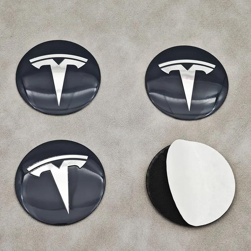 Autoaufkleber Tesla 20 Stück 56mm Autoemblem Radnabendeckel Aufkleber Für Tesla Model S Model3 2024 Model Y X Reifenmitte Abdeckung