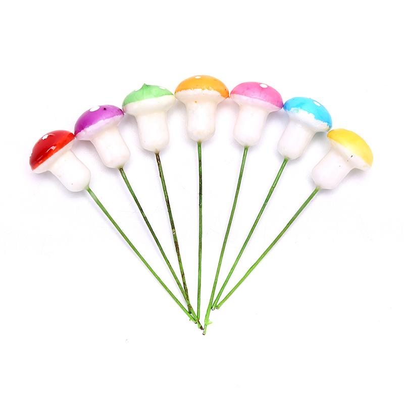 100pcs Colorful Artificial Mushroom model Plant action Figure Miniature