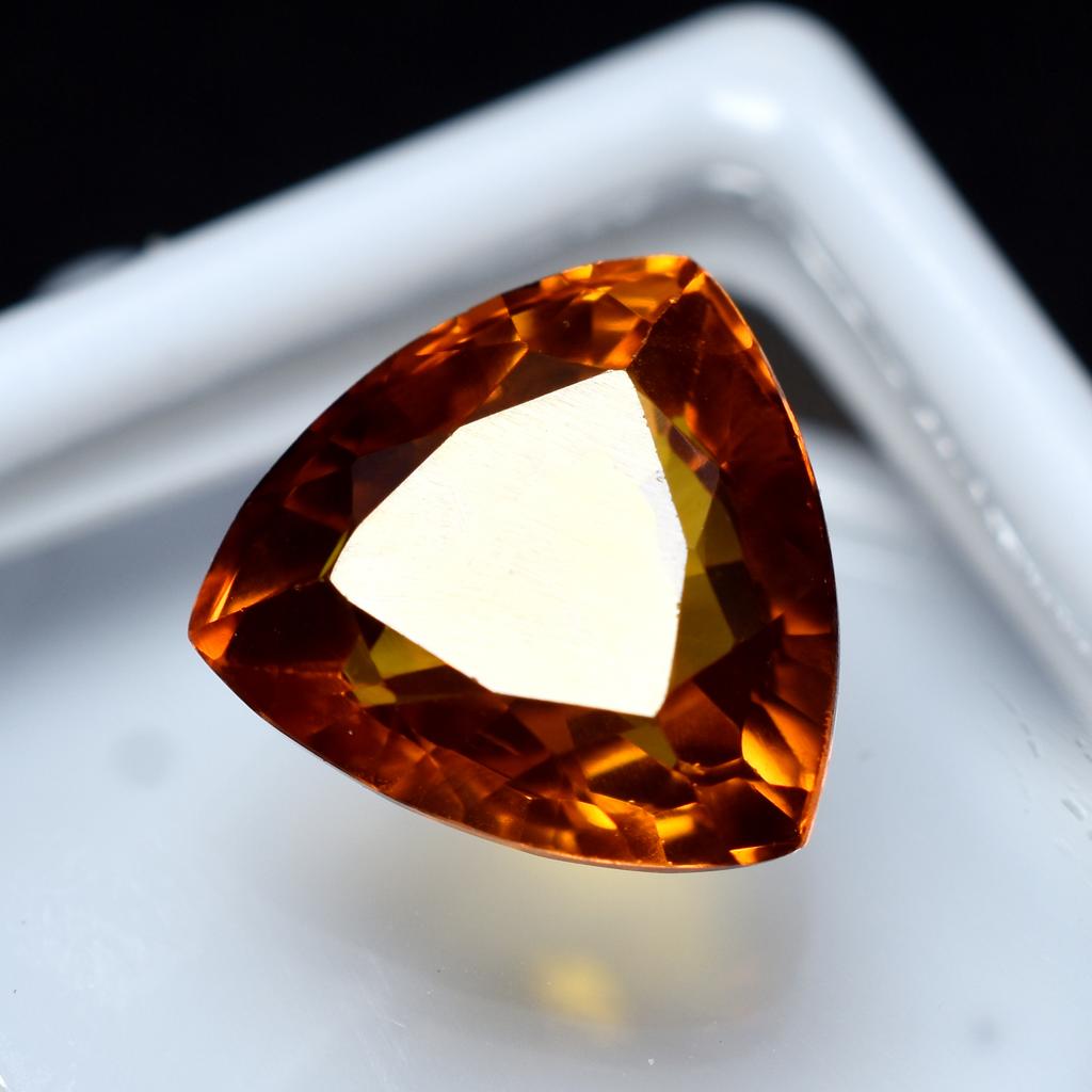 Natural Orange Sapphire Loose Gemstone Ceylon Trillion Cut 8.75 ct September Birthday Birthstone