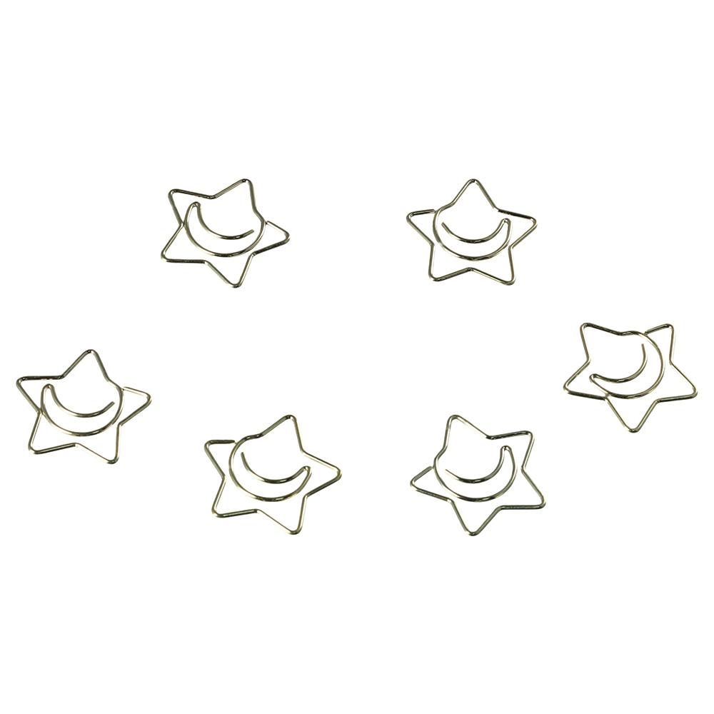 

Moon and Star Shaped Paper Clips Metal Memo Clips Set Cute Office Accessories Office