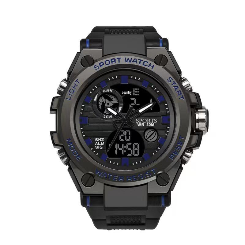 Men's Korean Style Multifunctional Outdoor Sports Luminous Dual Display Electronic Watch