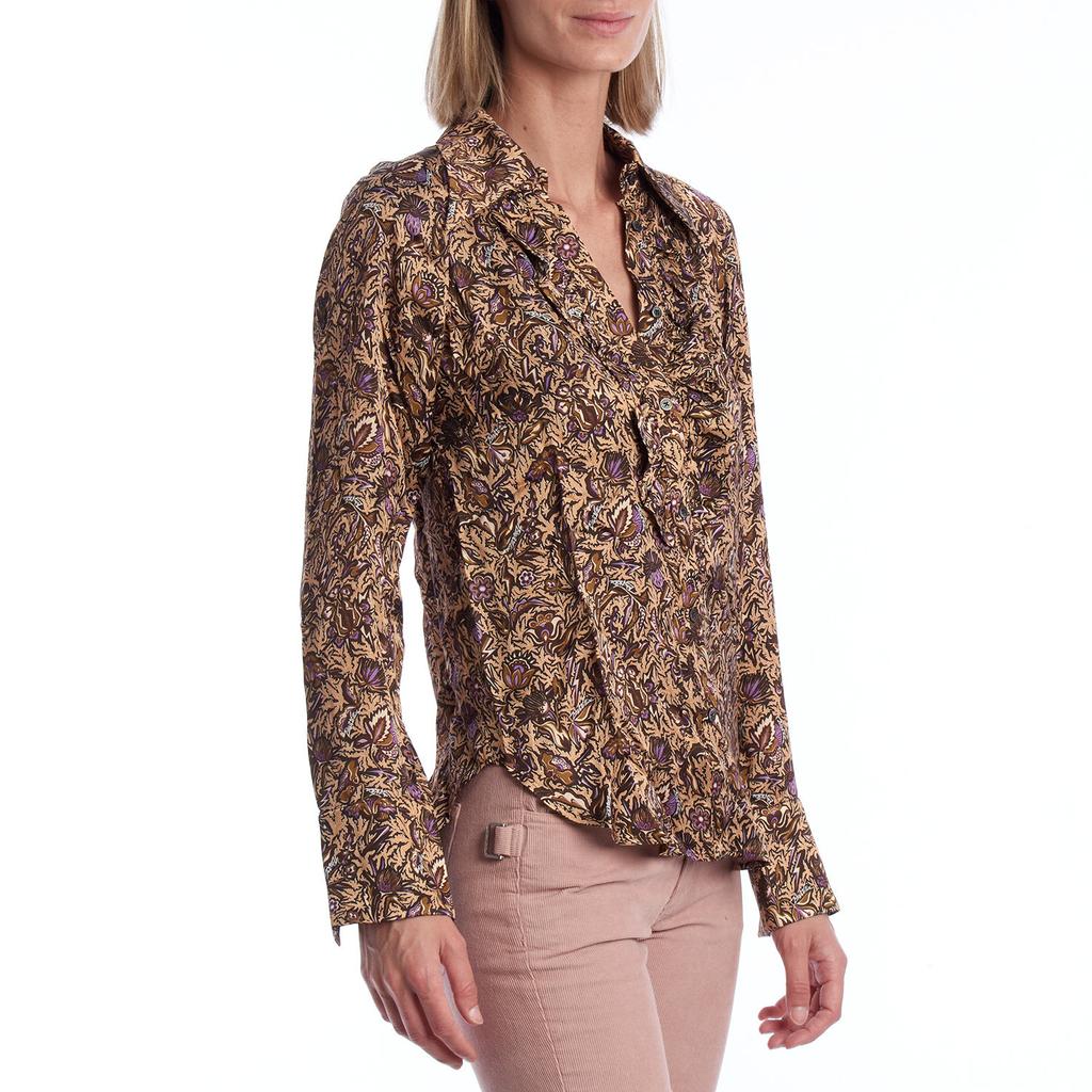 Camisa Estampada con Volantes WJCD0501F para Mujer