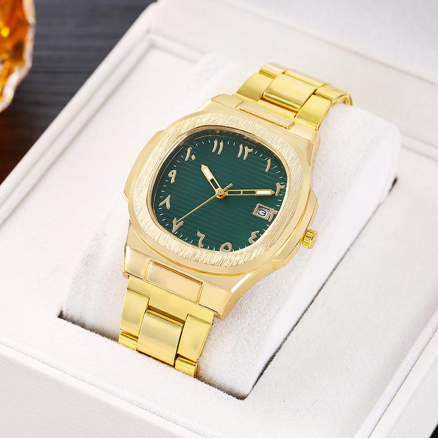 Gold High-End Business Men'S Versatile Light Luxury Fashion Calendar Steel Belt Watch Watch