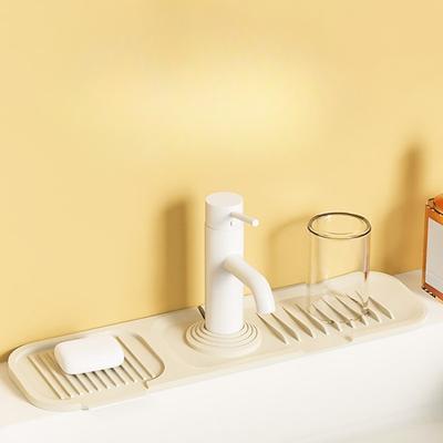 Abtropfmatte aus Silikon, Spritzschutzmatte für Waschtischarmatur, Waschtischplatte, Aufbewahrungsgestell für Küchenarmatur