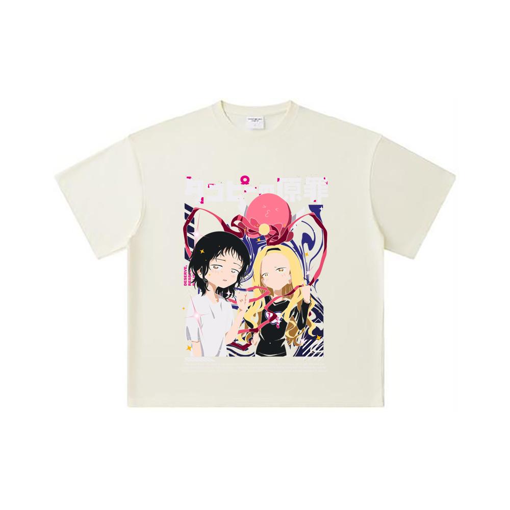 260 GSM Double Yarn 32 Count 100% Cotton Takopis Original Sin V1 Print Unisex Heavy Cotton T Shirt S
