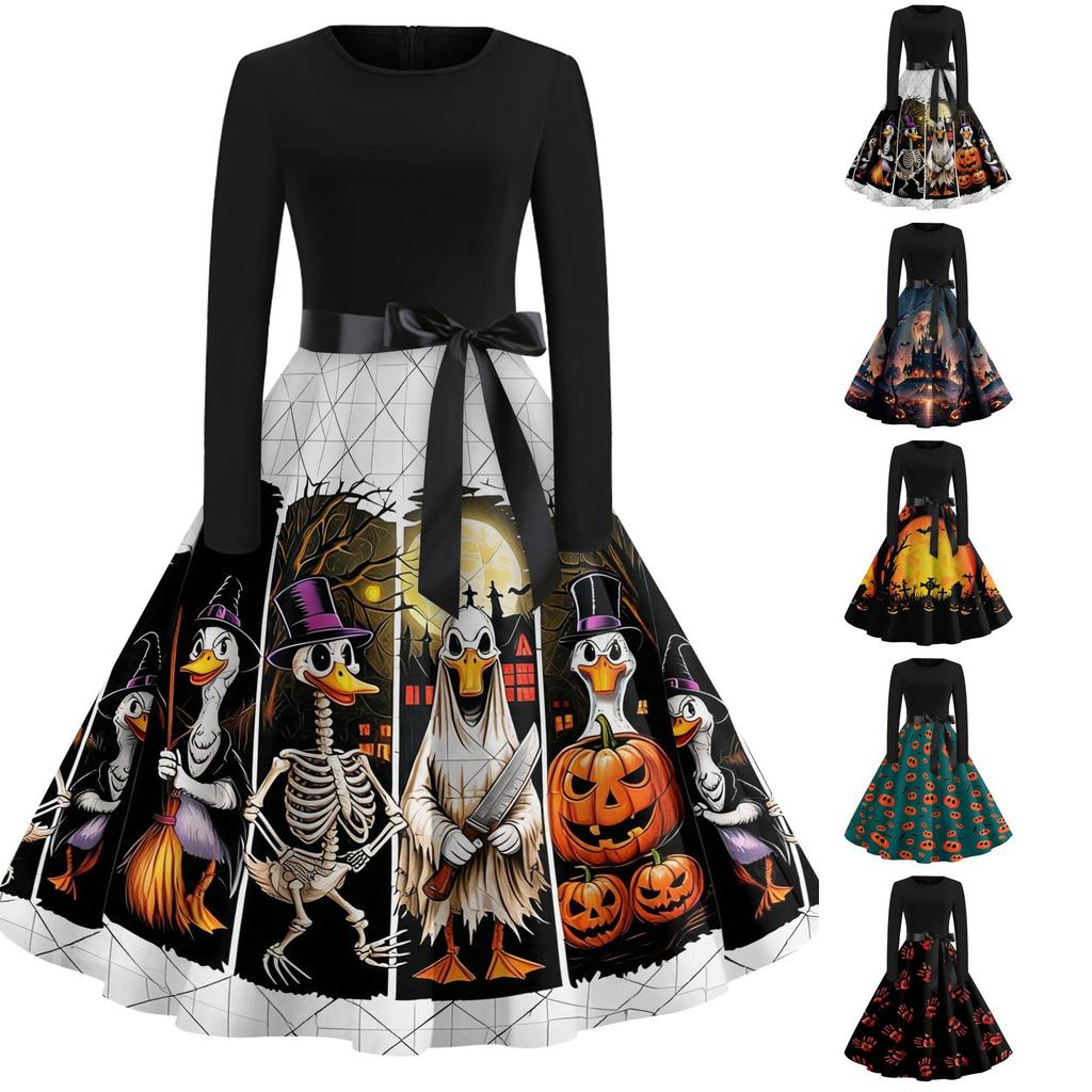 Women's Halloween Costume Dress Short Sleeve Fashion Party Dress for Evening Events