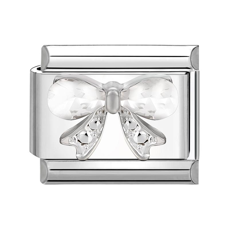 New Shiny Zircon Heart Butterfly Flower Star Bow Italian Charm Links Fit 9MM Stainless Steel Bracelet Girls' DIY Making Gift
