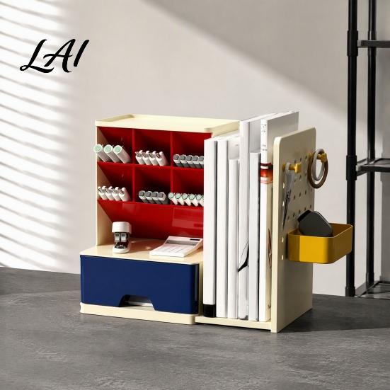 Adjustable Bookends for Book Pen Organizer with Retractable And Pegboard Multi-Functional Angled Makeup Student Dormitory Desk Accessories